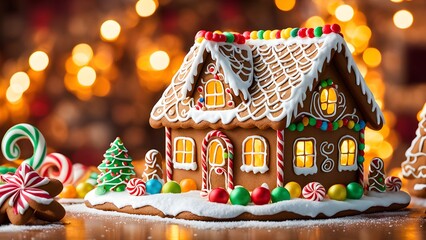 abstract wallpaper illustration of of gingerbread house decorations