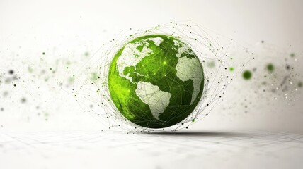 Green Earth with Digital Network Connections Representing Global Connectivity and Environmental Sustainability