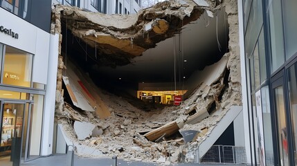 huge hole in a contemporary building 