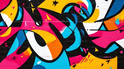 Obraz premium Vibrant and colorful graffiti art on a brick wall.