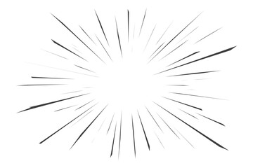 Fototapeta premium Comic speed lines. Radial manga burst. Vector cartoon action and motion rays. Boom effect with perspective. Explosion roar and scream stripes on white background