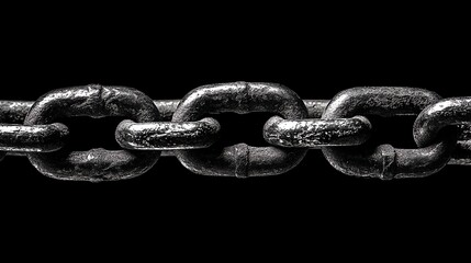 Fototapeta premium Close-up of a heavy metal chain isolated on a black background.