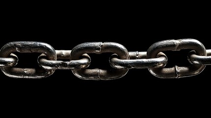 Obraz premium Closeup of a metal chain on a black background.