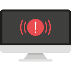 Error Message on Computer Screen. Warning Notification Icon. Vector Illustration