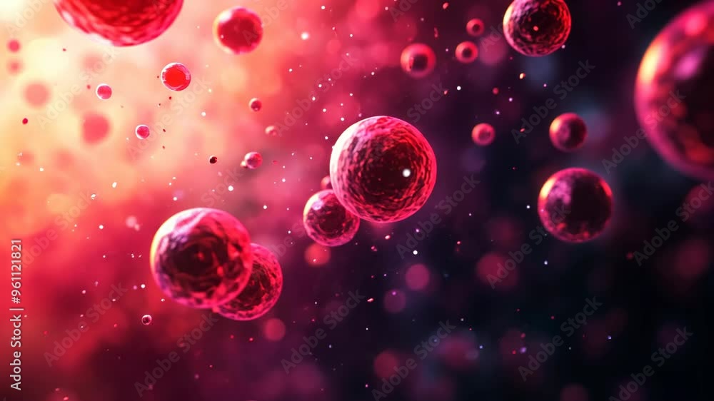 Poster exploring microscopic cell structures in vibrant detail against a colorful backdrop