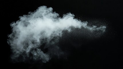 White powder explosion on black background.