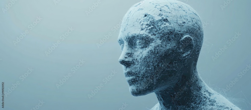 Aufkleber humanoid figure created with artificial intelligence in a 3d render showcasing a digital depiction