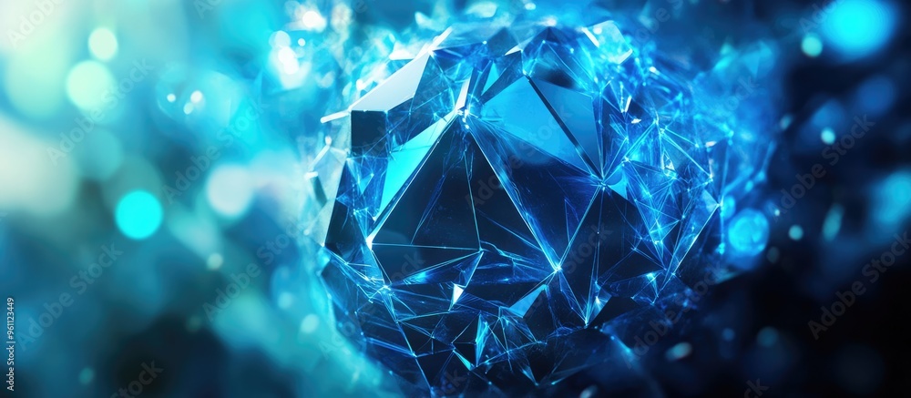 Poster futuristic 3d sphere featuring artistic triangular shapes in a creative design