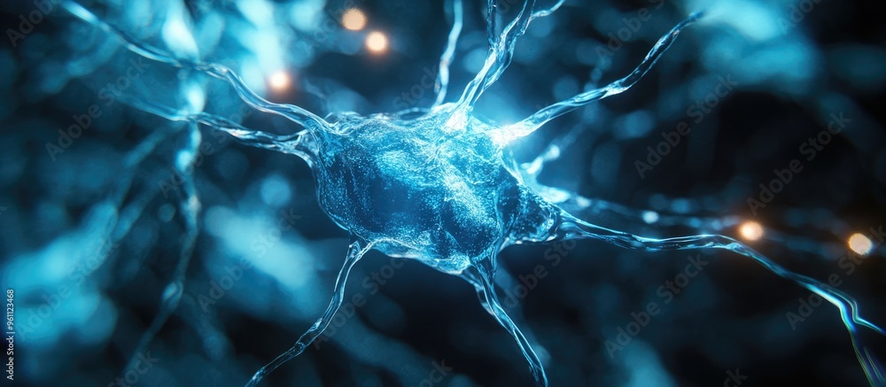 Aufkleber 3d illustration of an abstract luminous blue artificial intelligence concept representing advancemen