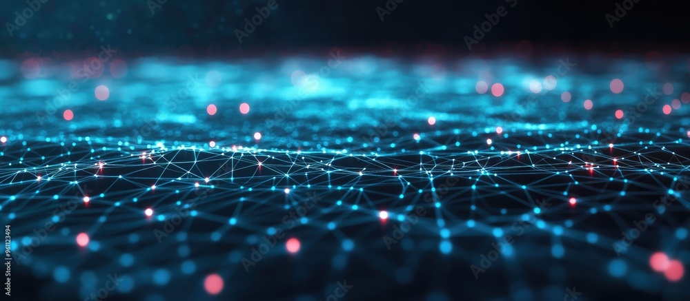 Poster 3d illustration of technology network connections with a virtual background of digital data