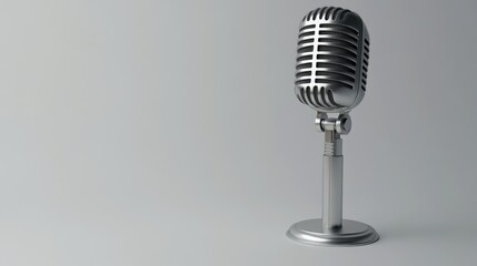 Vintage silver microphone isolated on a white background with clipping path