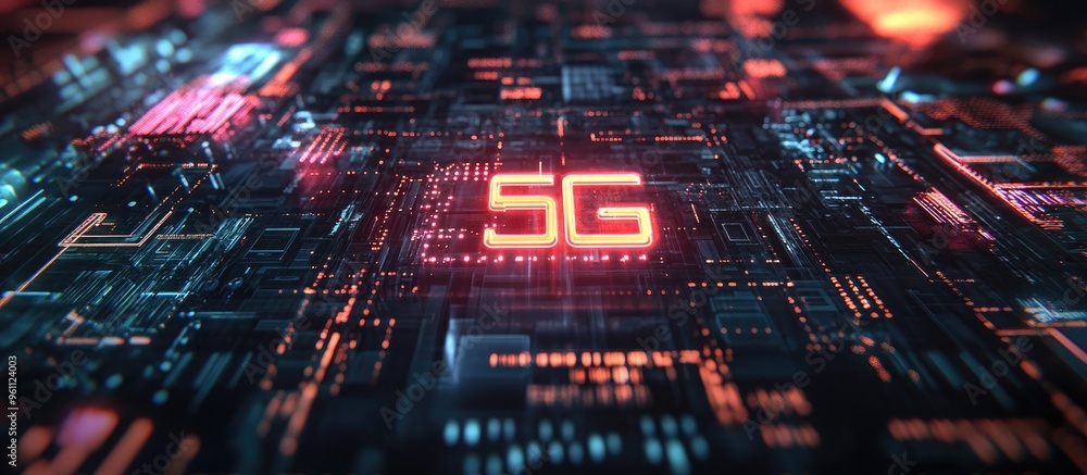 Poster 5g technology concept future communication background advanced sci fi visual high speed internet con