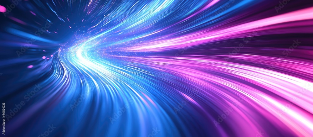 Poster abstract digital background featuring dynamic blue and purple lines in motion conveying a high tech 