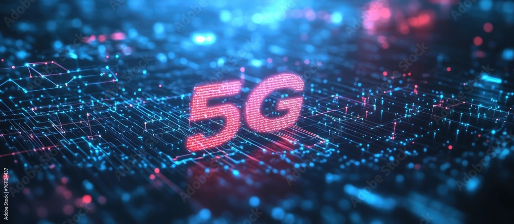 Poster 5g technology depicted with lines network visualization 3d representation abstract background