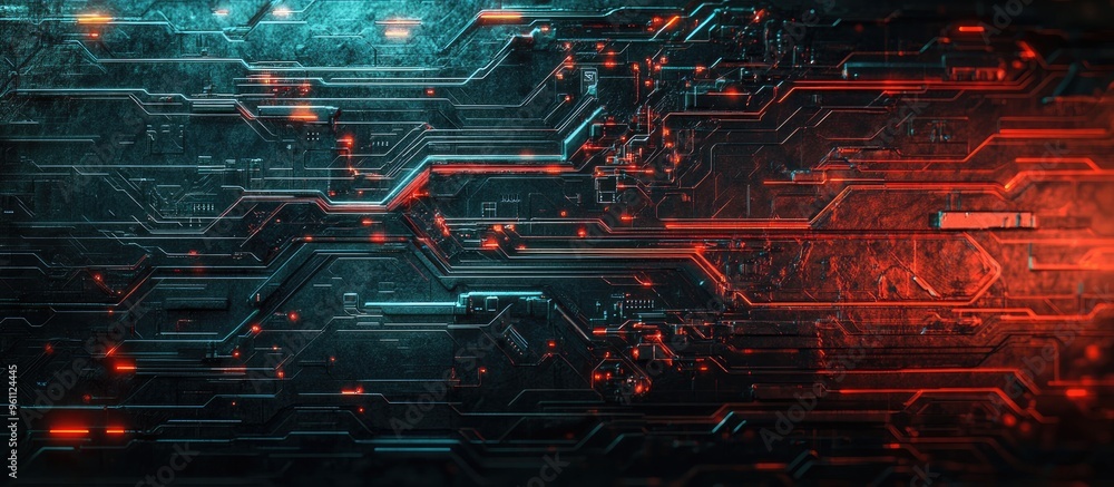 Poster abstract futuristic cyber technology background featuring a sci fi circuit design on a textured surf