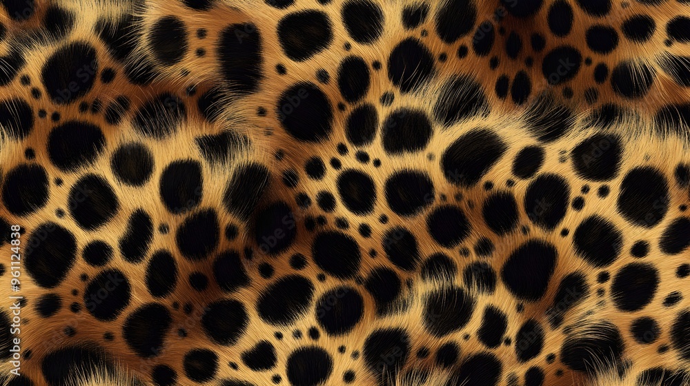 Wall mural Realistic fur leopard seamless pattern