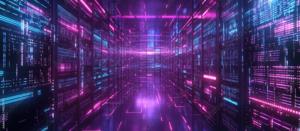 Poster massive data storage concept of digital disruption through artificial intelligence ai technology imp