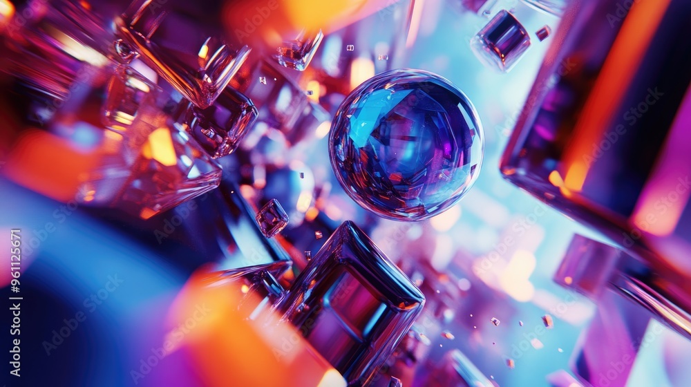 Poster abstract composition of shapes colors and elements exploring themes of virtual reality technology sc