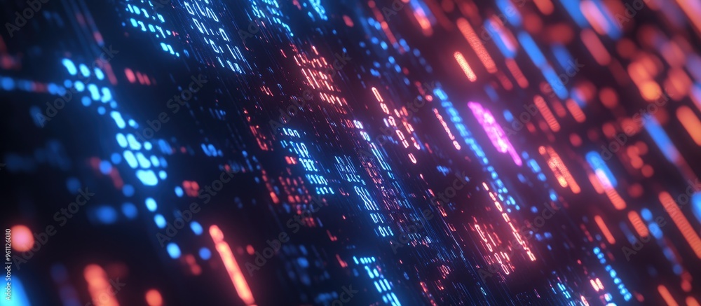 Poster cyber monday celebration futuristic background featuring falling binary circuits virtual reality dig