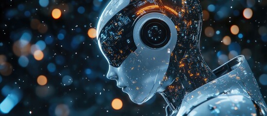Fototapeta premium Concept of utilizing artificial intelligence technology for efficient and precise data interpretation featuring images generated through 3D software and graphics 3D render