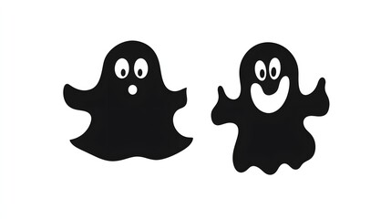 Obraz premium simple and minimal Spooky and Cute Ghost Vector Silhouette ,black color silhouette, black color clipart, isolated white background