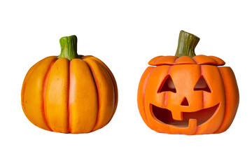 Halloween pumpkins isolated on transparent background