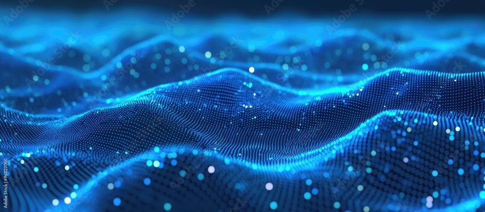 Poster abstract blue polygonal technology network with connecting elements texture featuring dots and lines