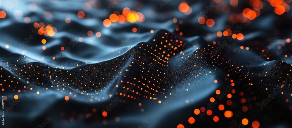 Poster neural network concept featuring triangular shapes and circular dot elements