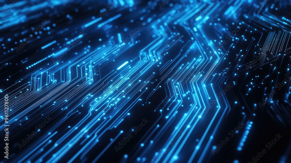 Poster digital abstract technology background featuring blue lines and patterns