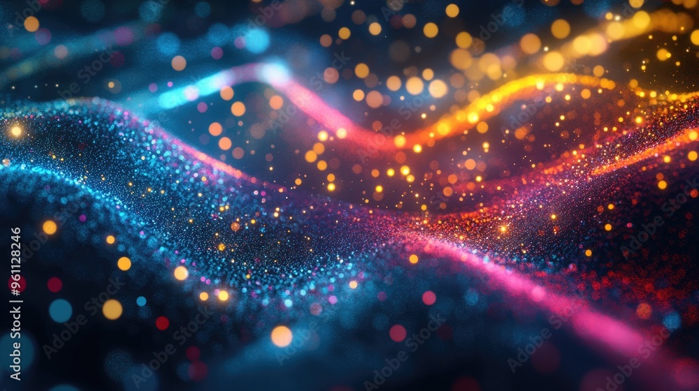Poster vibrant abstract dynamic background featuring lighting effects a digital 3d illustration representin