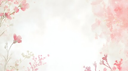 Fototapeta premium Watercolor Flower Frame with Pastel Pink and Beige Color Palette on a White Background