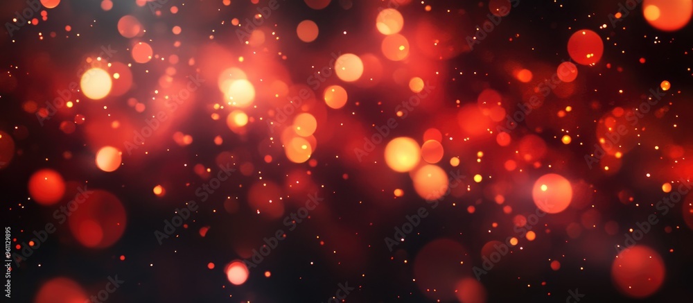 Poster red and fiery orange bokeh against a dark backdrop creating an abstract aesthetic suitable for moder