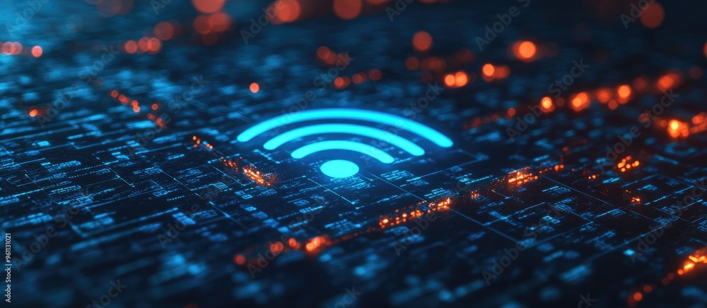 Poster 3d illustration of a wifi symbol integrated with a database design
