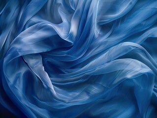 Fototapeta premium Abstract background of blue fabric with flowing waves.