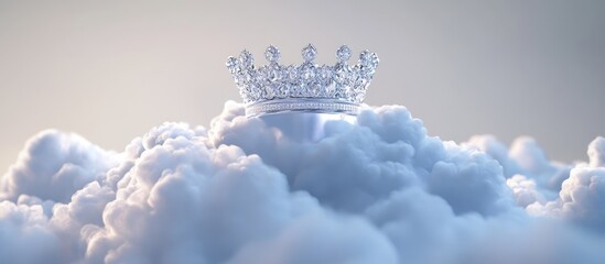 Cloud with a silver crown on a white background Representation of optimal networking databases and cloud storage Royal technology concept in 3D rendering