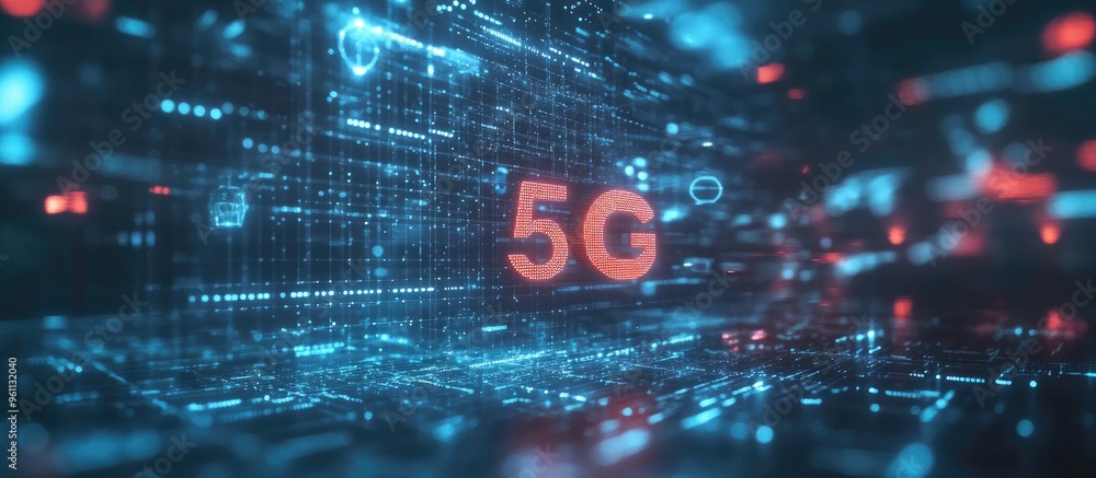 Poster concept of 5g connectivity in a digital backdrop representing advanced communication networks