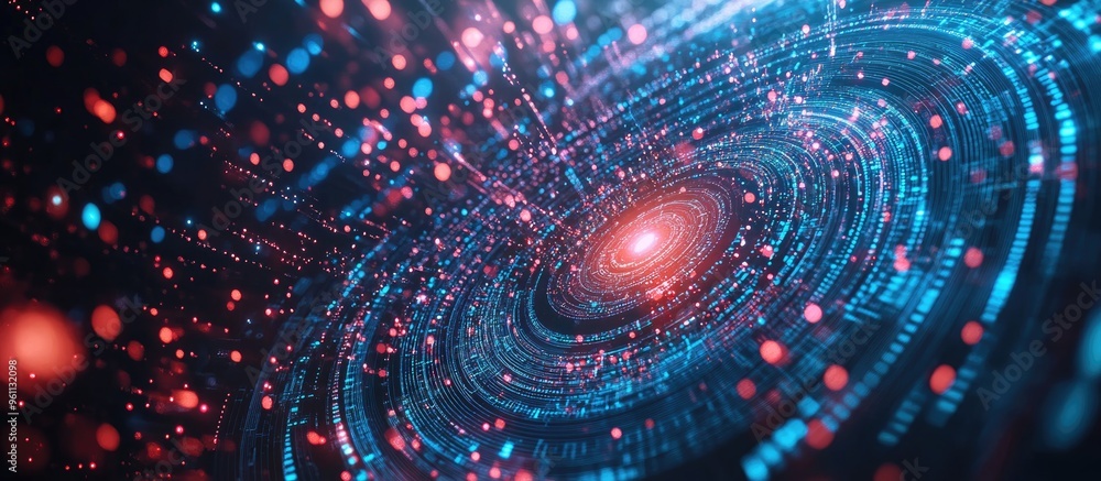 Poster abstract background of big data analytics featuring artificial intelligence symbols and data process