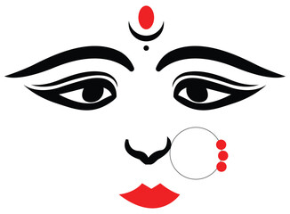 Maa Durga face outline vector for Durga puja Indian festival celebration Hindu. vector illustration.