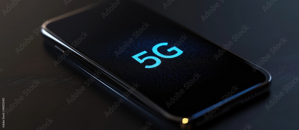 Poster 5g icon displayed on a dark smartphone screen represents advanced high speed connectivity ample spac