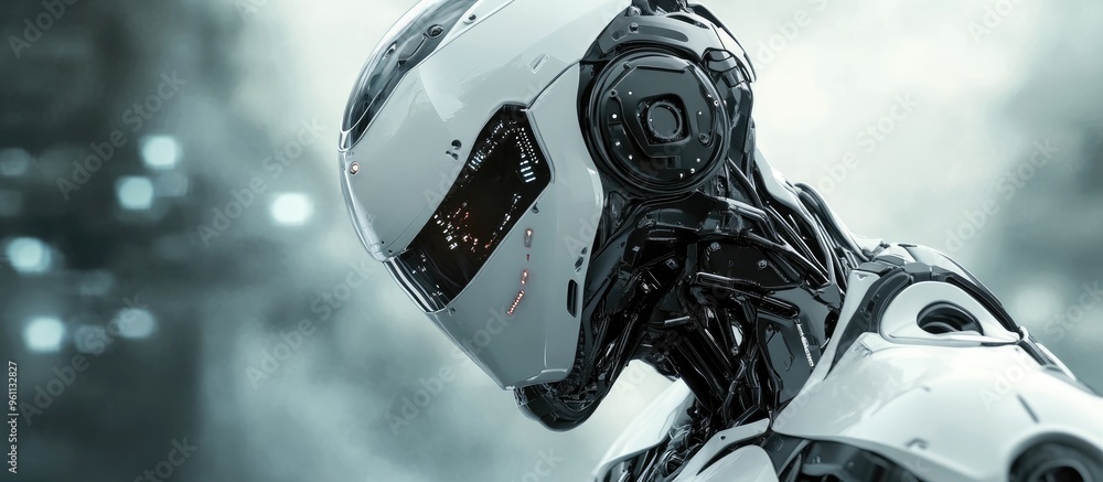 Poster 3d rendering of a robotic figure