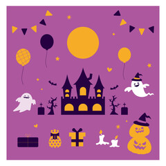 シンプルでかわいいハロウィンのイラスト素材セット