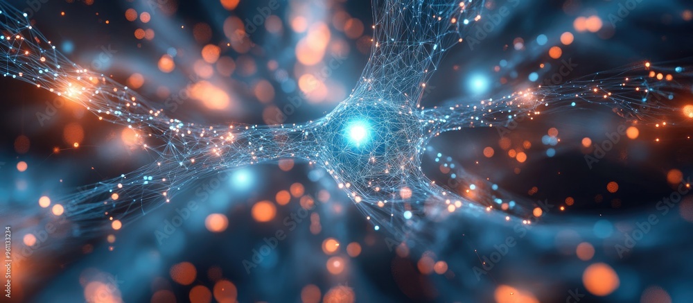 Poster abstract background featuring artificial intelligence and technology in a virtual context