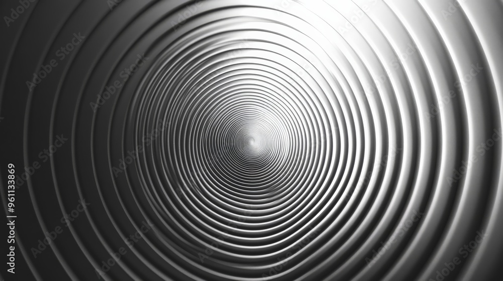 Poster abstract black and white concentric circles creating a hypnotic tunnel effect, perfect for backgroun