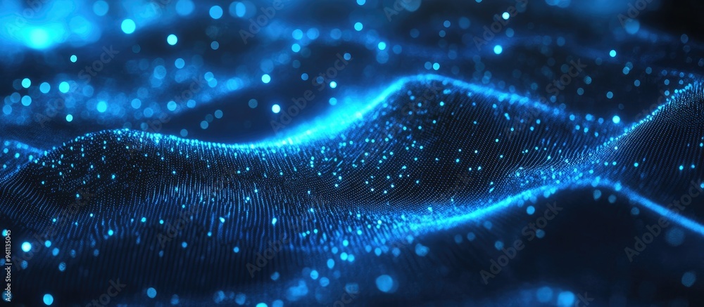Poster blue wave light screen gradient texture background abstract digital backdrop illustrating ai technol