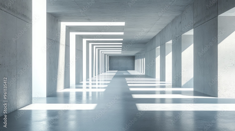 Aufkleber futuristic empty interior space with a clean architectural design 3d rendering showcases minimalism 
