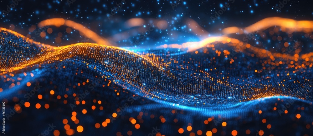 Poster abstract representation of artificial intelligence technology digital web backdrop featuring a virtu
