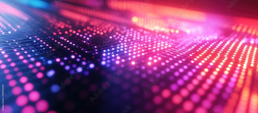 Poster close up of an led panel light texture featuring a dot pattern vibrant rgb colors create a dynamic b