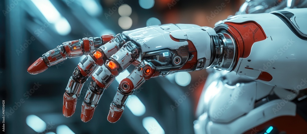 Poster robot featuring hands showcasing advancements in artificial intelligence
