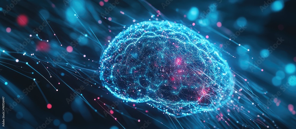 Poster abstract representation of artificial intelligence in a technology themed web backdrop virtual conce