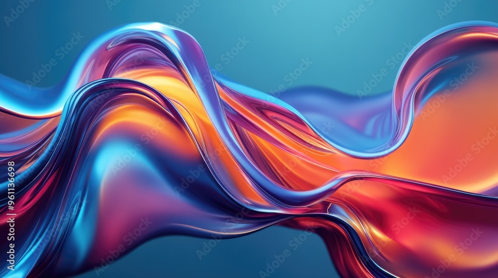 Poster dynamic colorful abstract waves and curves contemporary abstract design elements for creative projec
